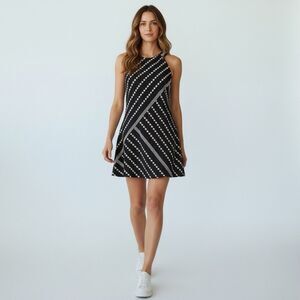 Free People Juni Mini Dress Black White Floral Embroidery Size Large NWOT $168